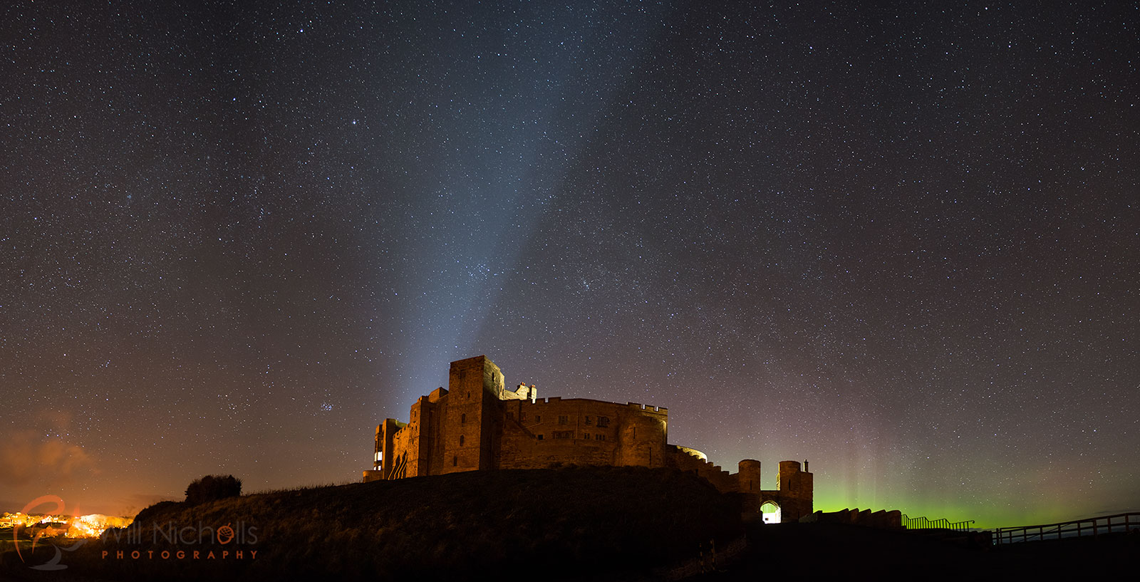 The Aurora Borealis above Bamburgh Castle in Northumberland.