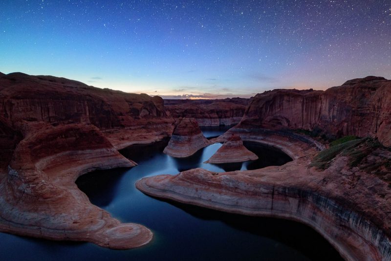 view over canyon at night