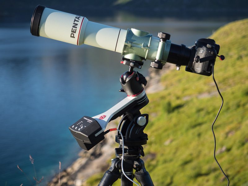 My Pentax 75 SDHF telescope on top of my trusty Fornax Mounts LighTrack II star tracker.