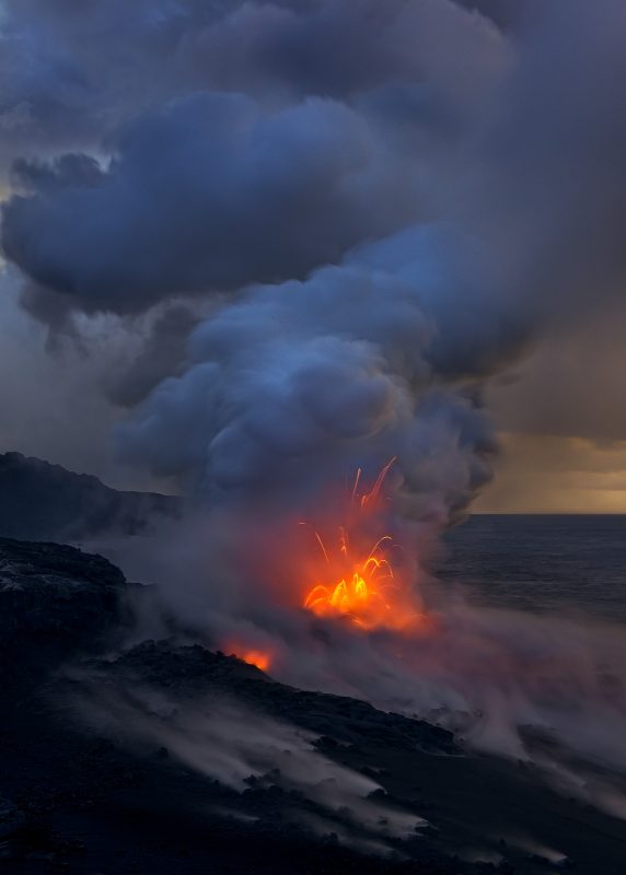 lava spits by the sea