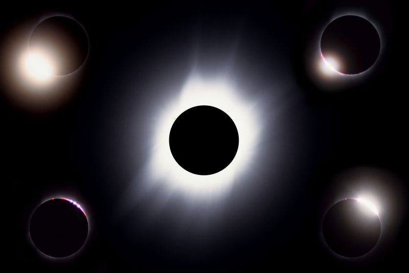 Different phases of totality during the eclipse