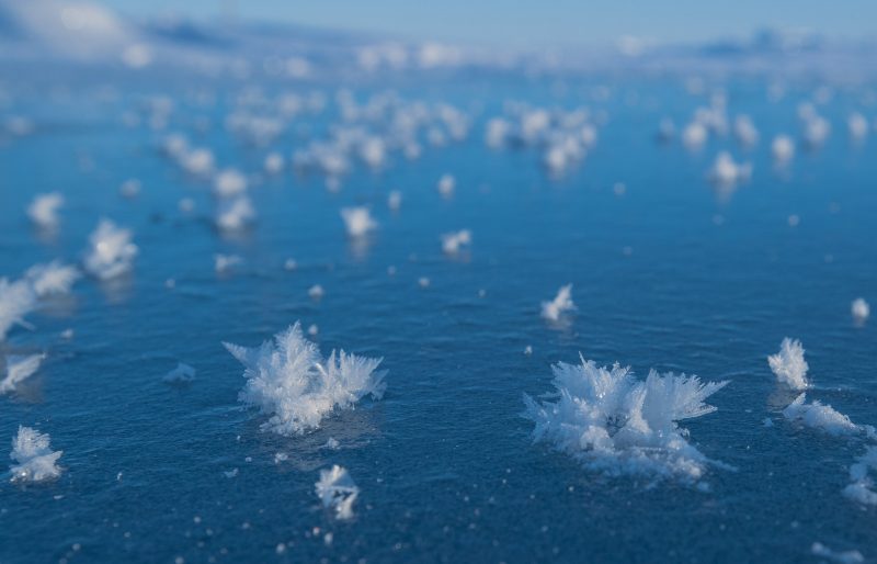 close up detail of ice