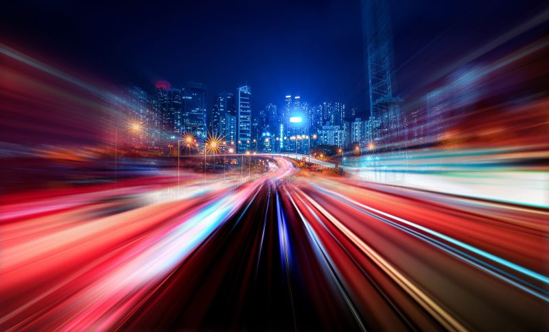 photographing car lights at night